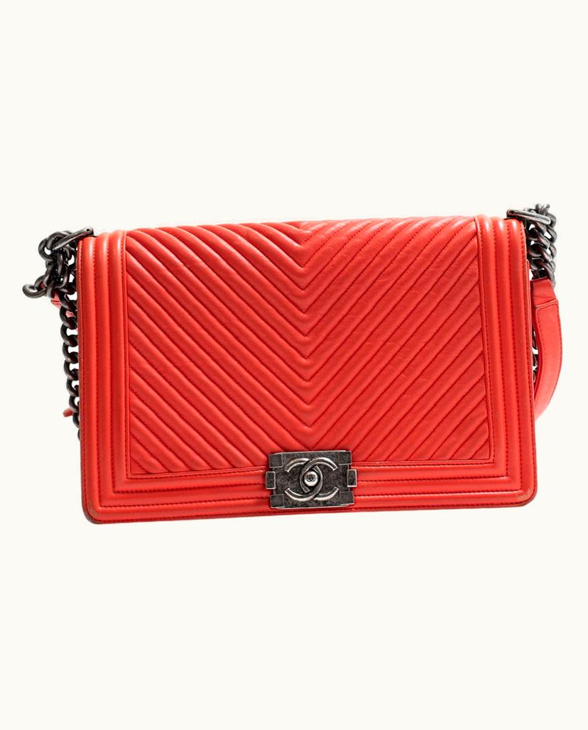 Chanel Chanel Boy Bag Leather Women's Classic in Orange