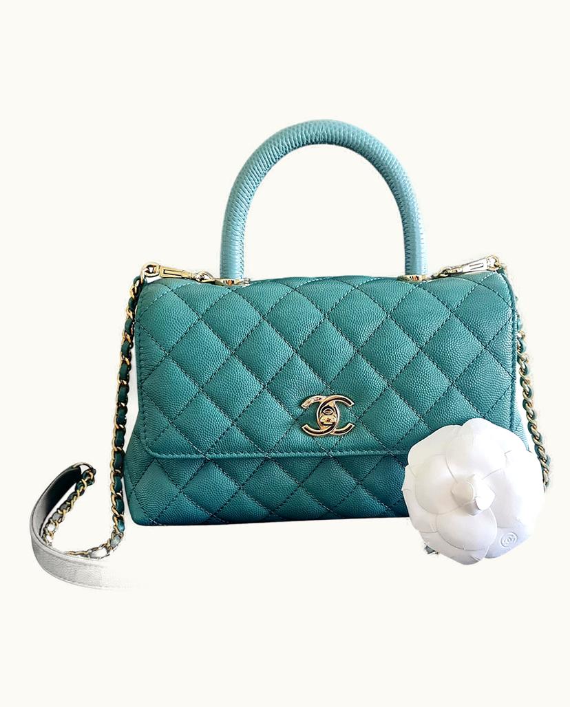 Chanel Chanel Women's Coco Handle Bag Leather In Green
