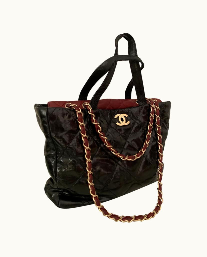 Chanel Chanel Classic Flap Shoulder Bag Black & Burgundy