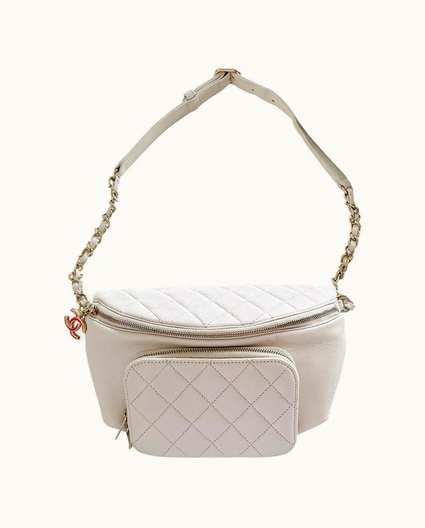 Chanel Chanel Belt Bag Fanny Bag Leather Cream/Beige Gold Hardware