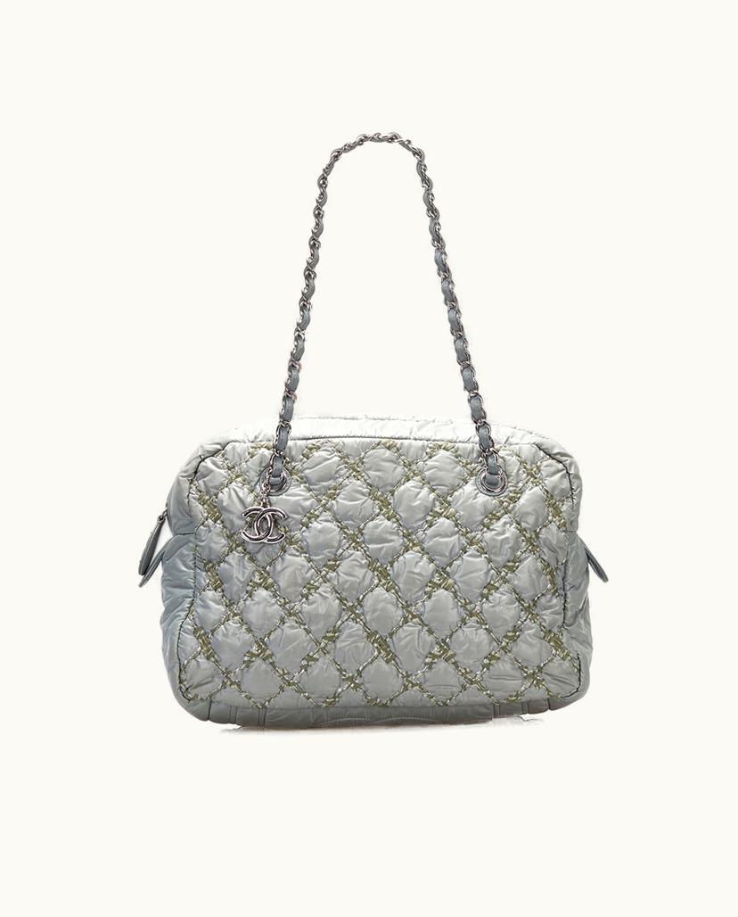 Chanel Chanel Paris-Byzance Tweed On Stitch Shoulder Bag Lambskin Leather Blue