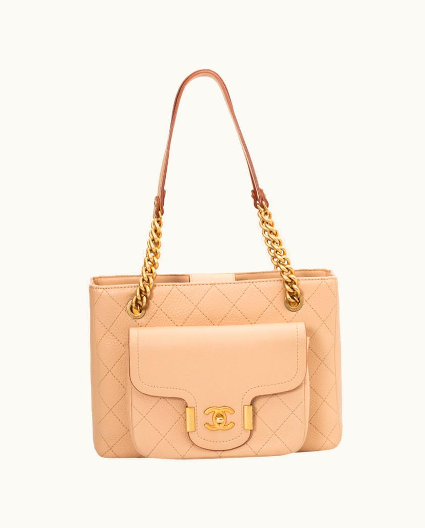 Chanel Chanel Grand Shopping Bag Beige Leather Gold Hardware