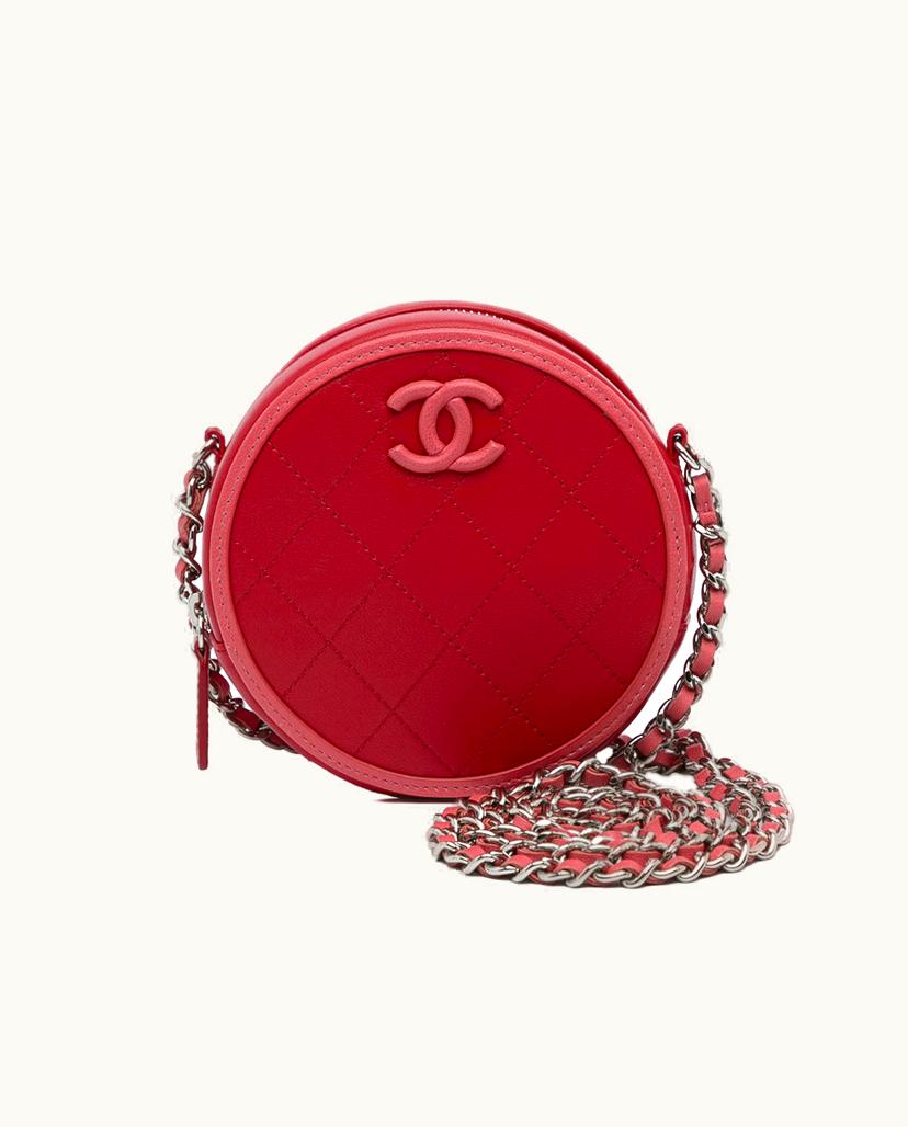 Chanel Chanel Color Pop CC Round Crossbody Bag Leather In Red x Pink