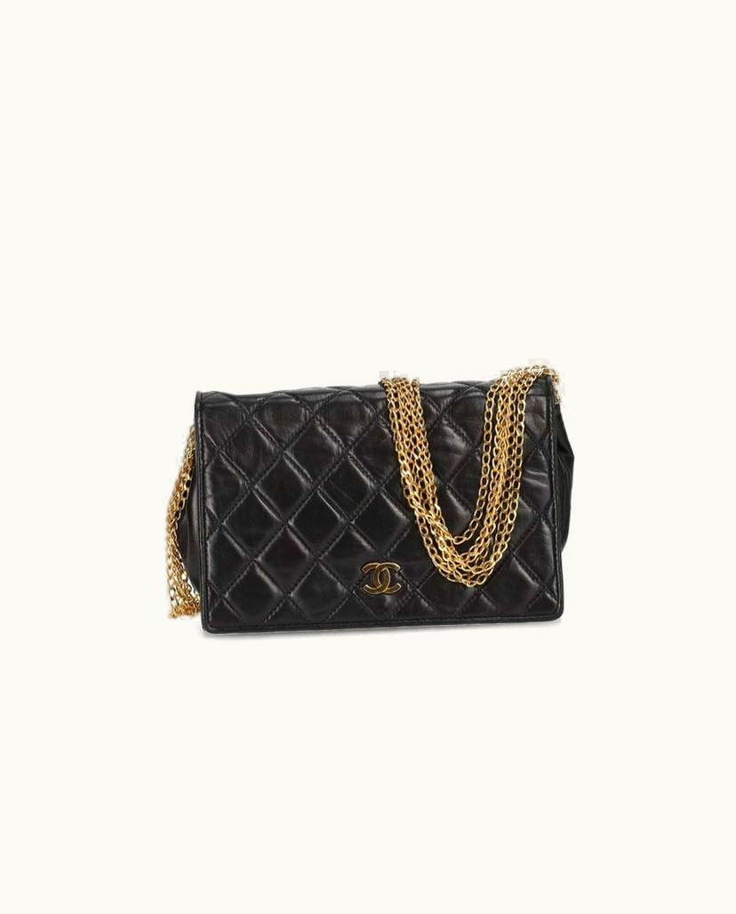 Chanel Chanel Classic Single Flap Bag Quilted Lambskin Shoulder Bag Black