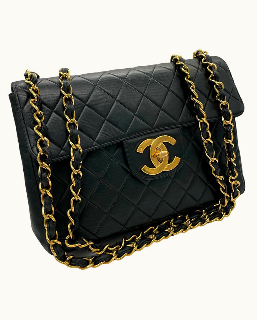 Chanel Chanel Jumbo Flap Bag Leather In Black with 24-Karat Gold-Plated Hardware