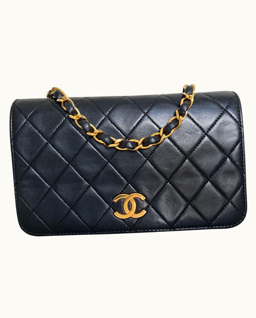 Chanel Chanel 2.55 Medium Full Flap Bag Lambskin Leather Black