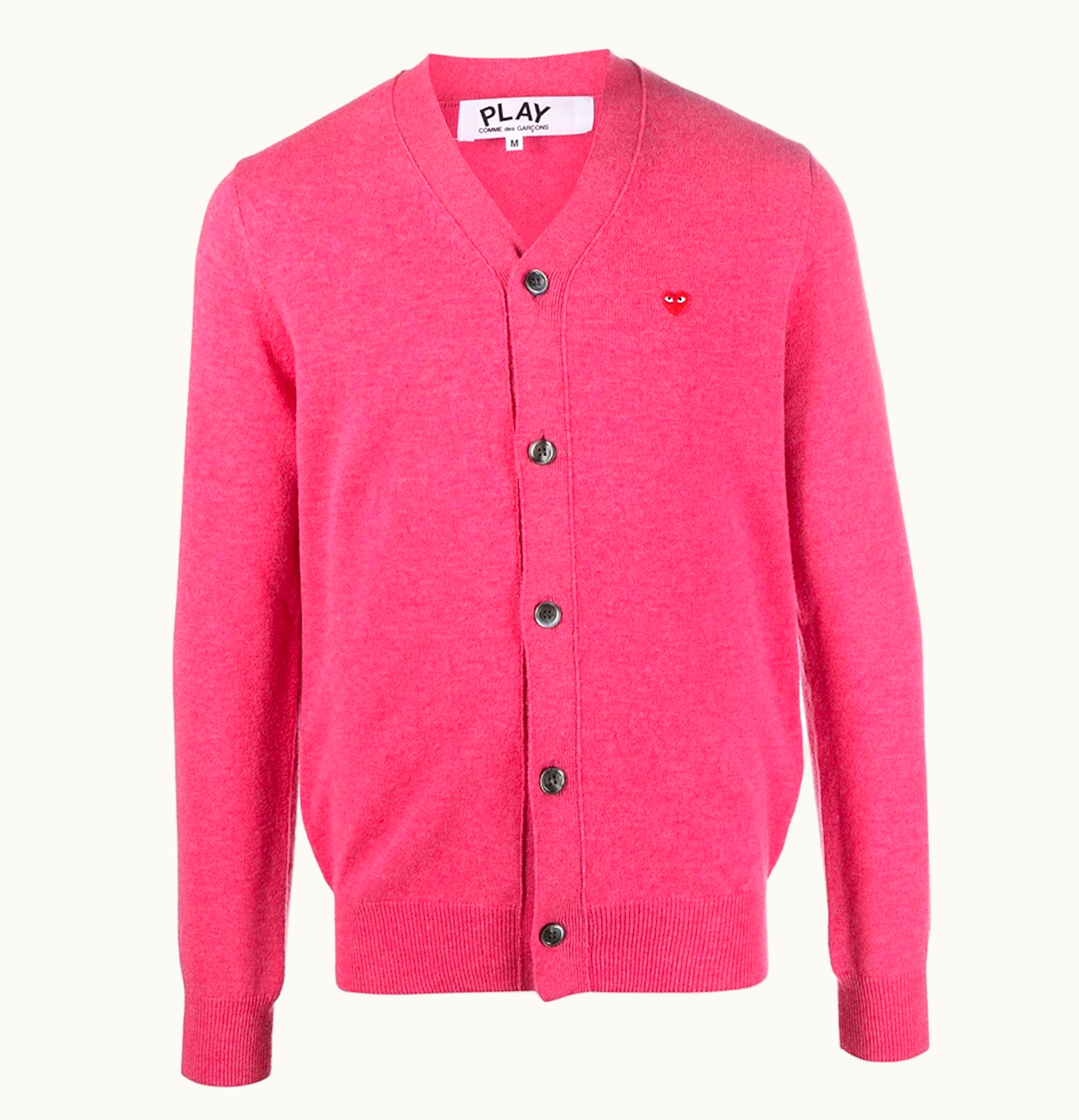 CDG Play Comme des Garcons PLAY Fine Knit Wool Cardigan Pink Red