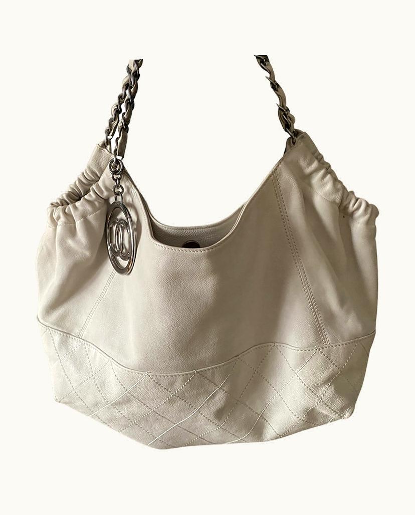 Chanel Chanel Classic Flap Handbag Leather Cream