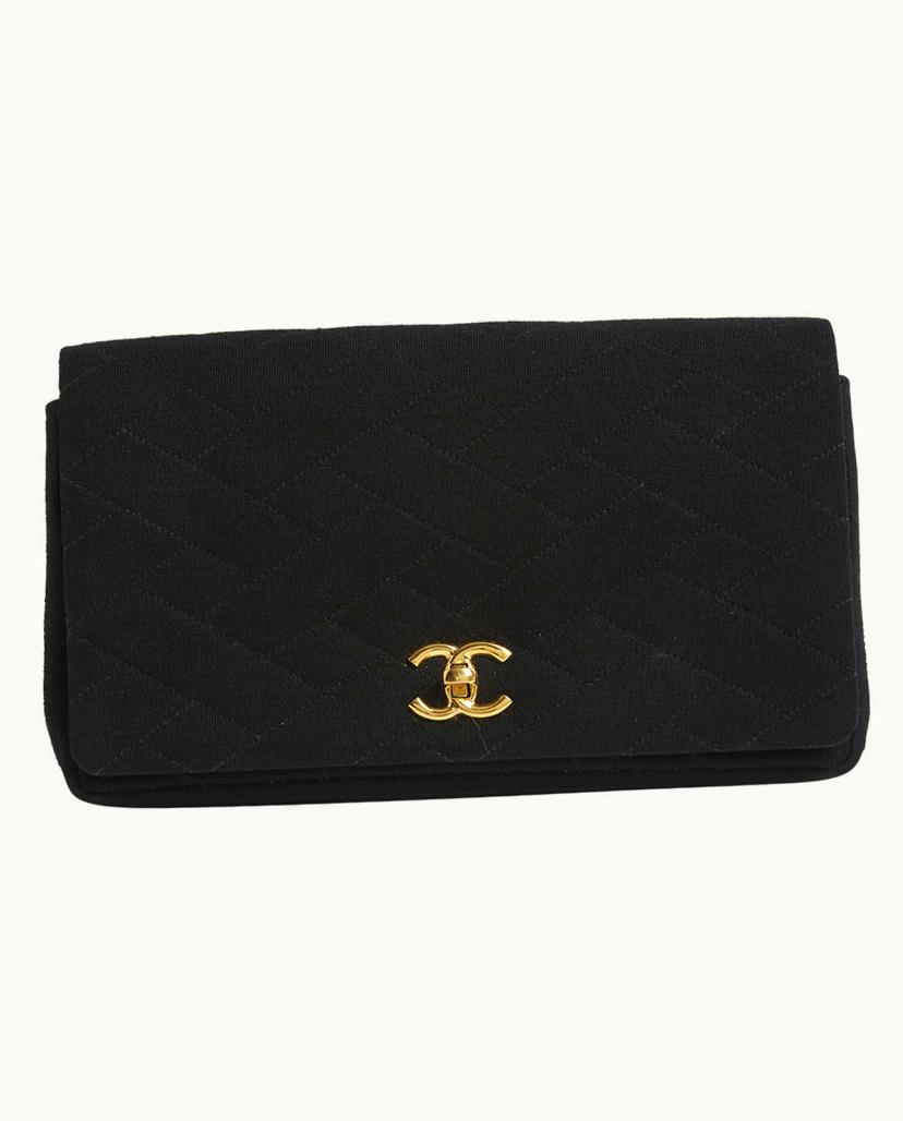 Chanel Chanel Classique Pochette Quilted Wool Clutch Black