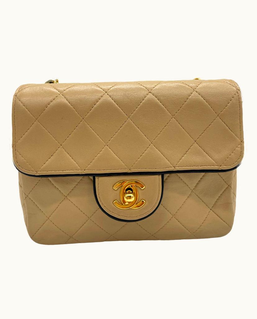 Chanel Chanel Women's Classic Flap Bag Mini Square Leather In Beige