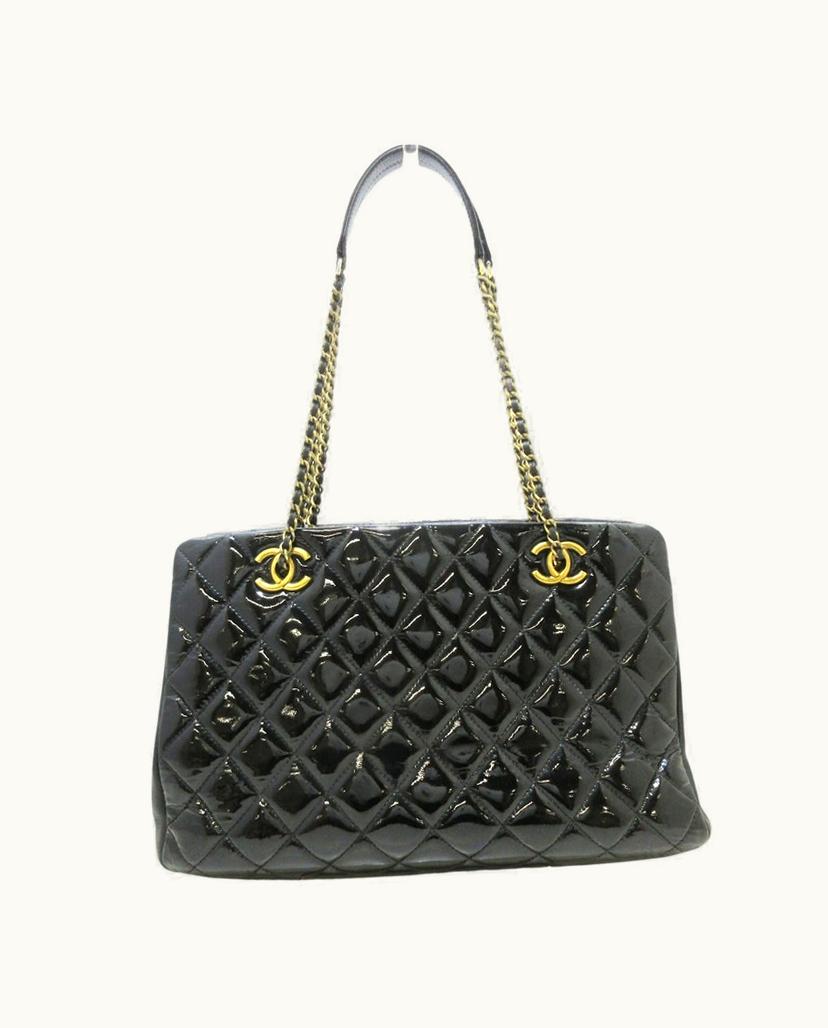 Chanel Chanel Matelassé Tote Bag Patent Leather Black