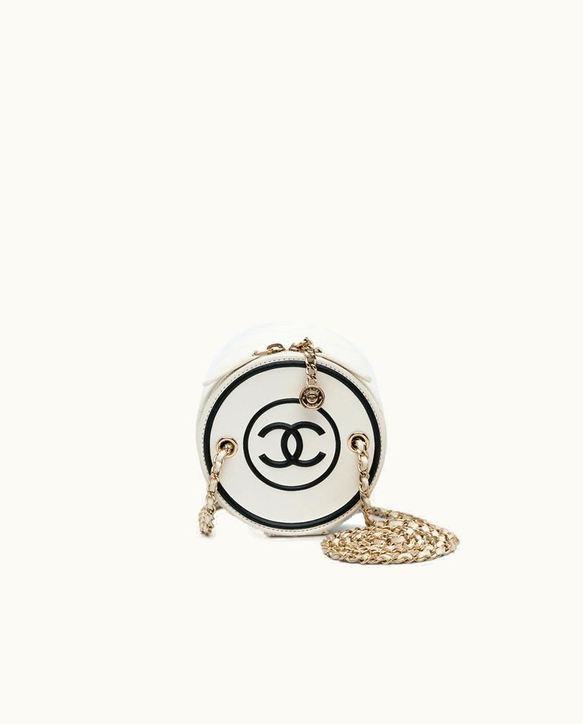 Chanel Chanel Vanity Case Crossbody Bag Lambskin Leather White