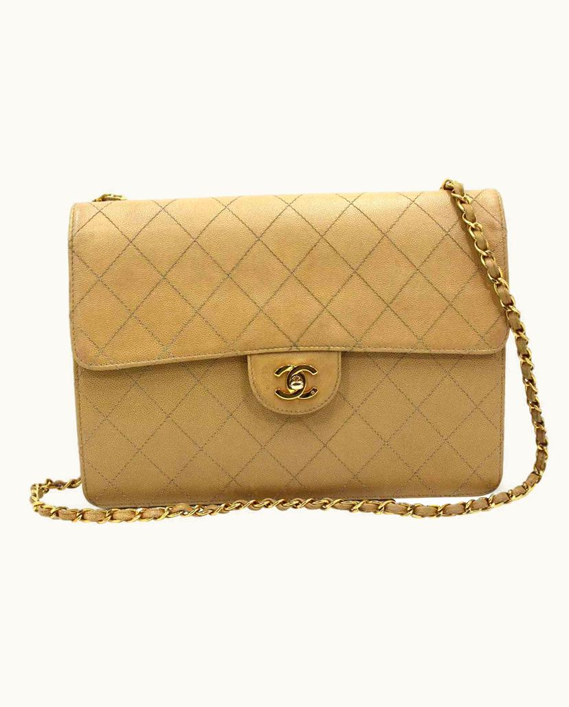 Chanel Chanel Shopping Flap Bag Beige Gold