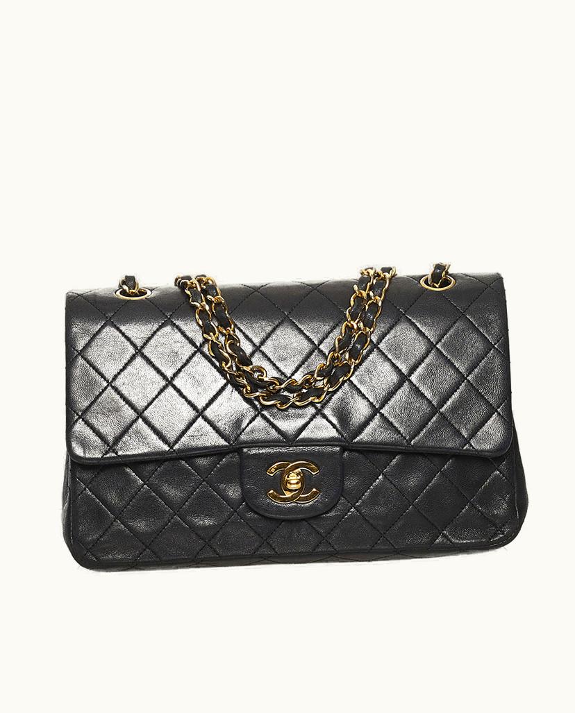 Chanel Chanel Medium Classic Lambskin Double Flap Women's Shoulder Bag in Black