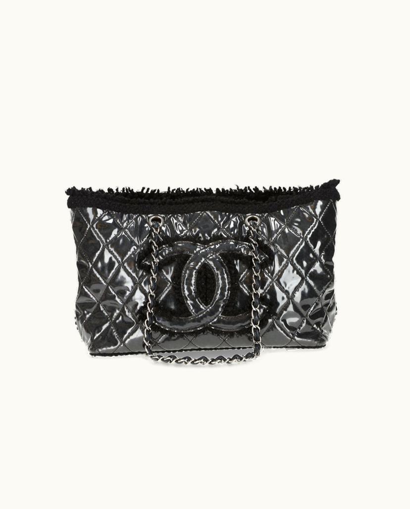 Chanel Chanel Chanel Vinyl Chain Tote Bag In Black