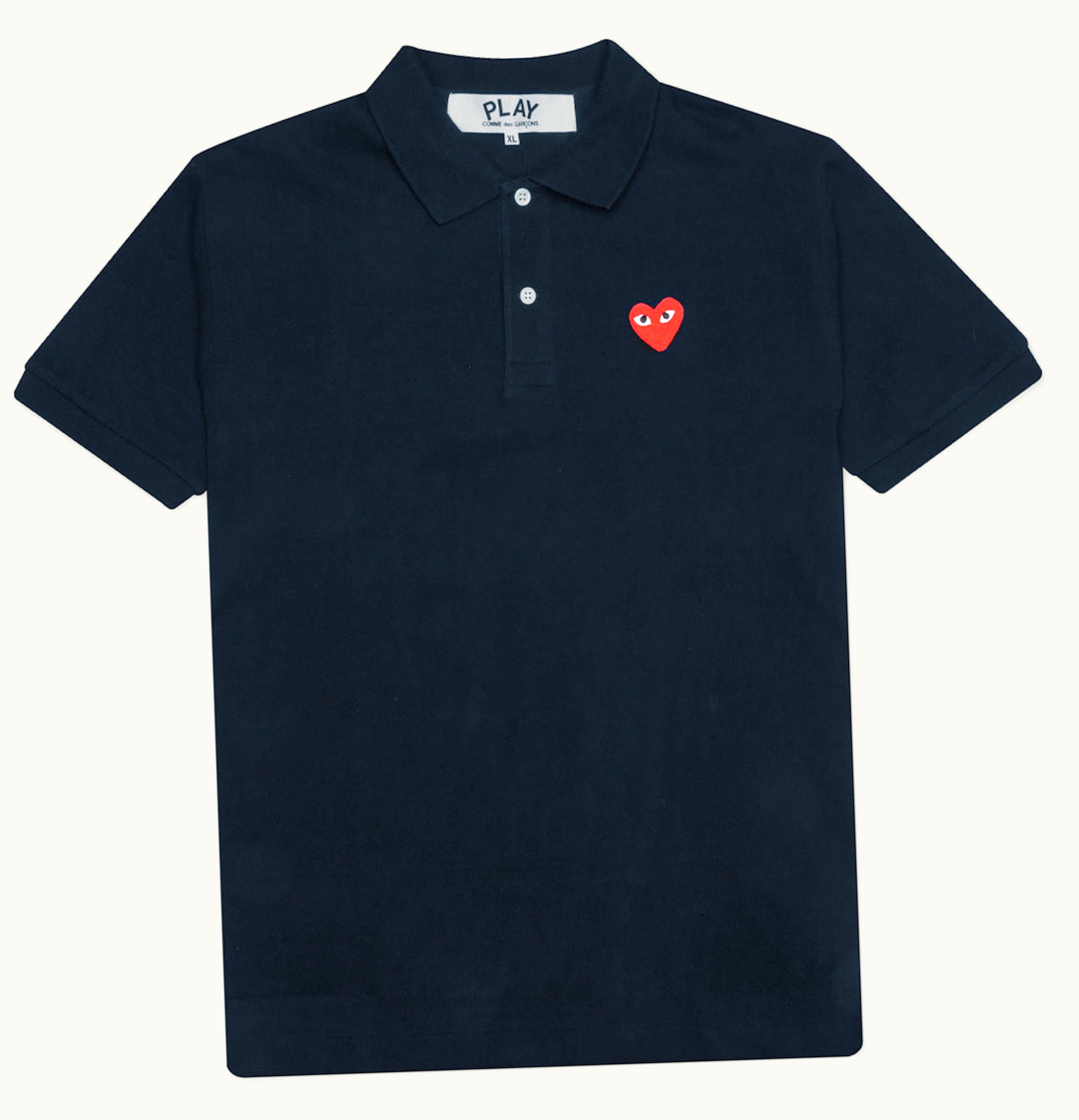 CDG Play Comme des Garcons PLAY Womens Red Emblem Polo Navy