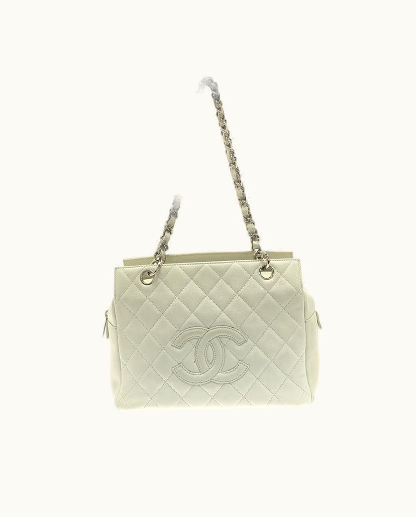 Chanel Chanel Petite Caviar Timeless Shopping Tote White Leather Bag