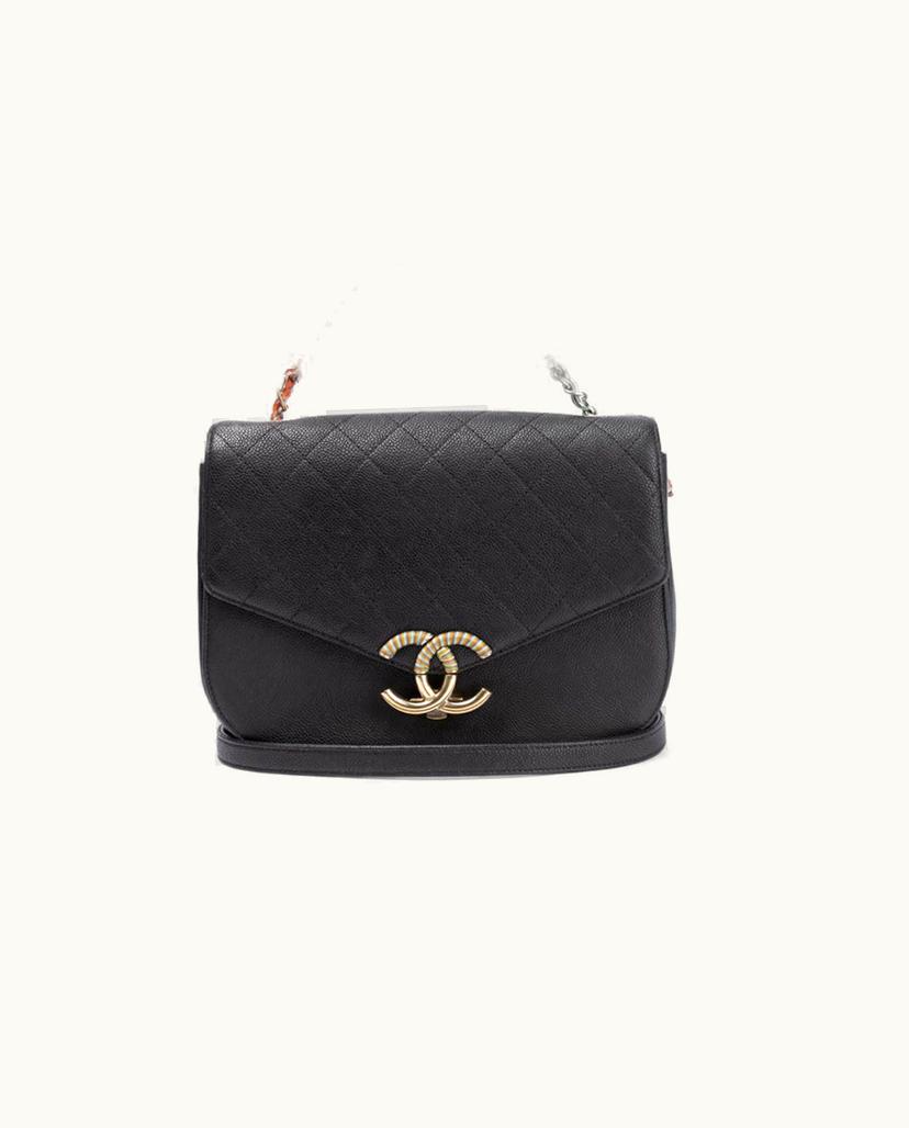 Chanel CHANEL Caviar Curve Flap Bag Multicolor Leather Black