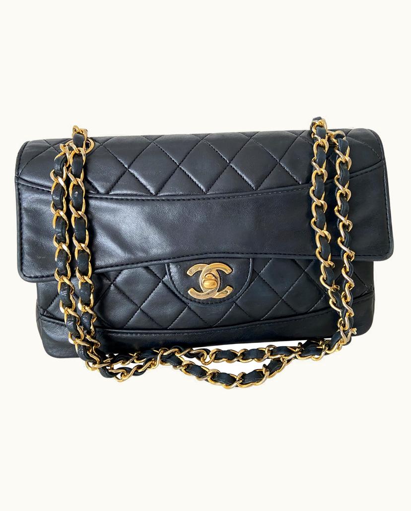 Chanel Chanel 2.55 Single Flap Bag Black Lambskin Leather