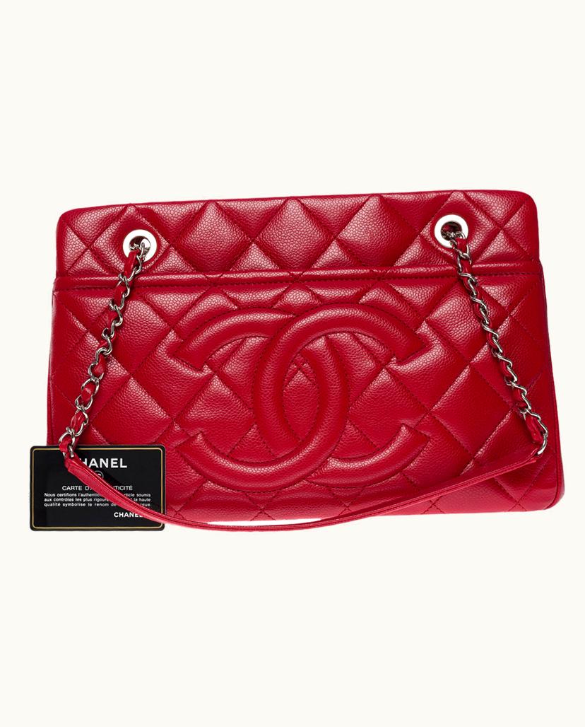 Chanel Chanel Cabas Shopping Bag Caviar Leather Red