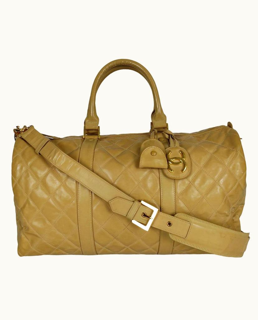 Chanel Chanel Women's Travelbag Patent Leather In Beige