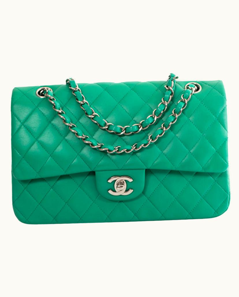 Chanel Chanel Timeless Flap Bag Leather in Green