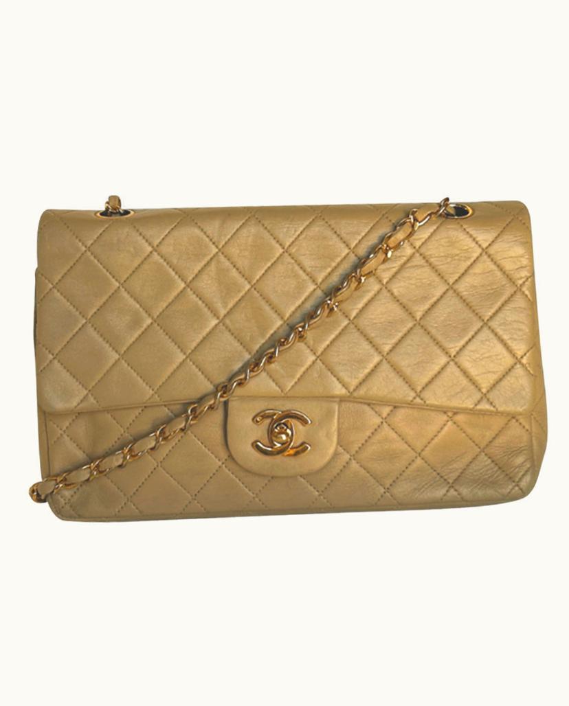 Chanel Chanel Classic Double Flap Bag Medium Lambskin Leather Beige