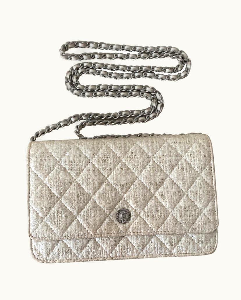 Chanel Chanel Woc Rubberized Tweed Women's Flap Bag Beige