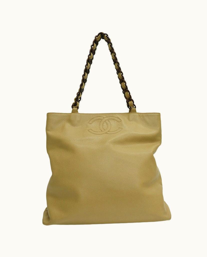 Chanel Chanel Caviar Skin Women's Shoulder & Tote Bag Beige