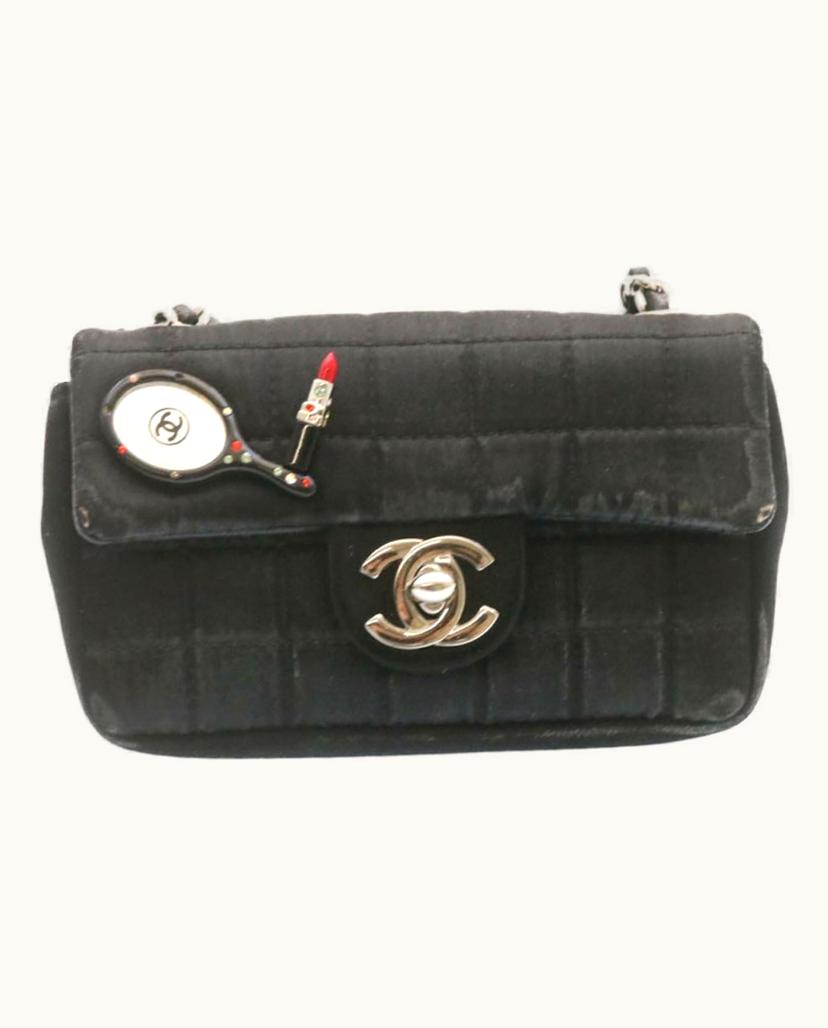 Chanel Chanel Women's Chocolate Bar Tote Bag Suede In Black