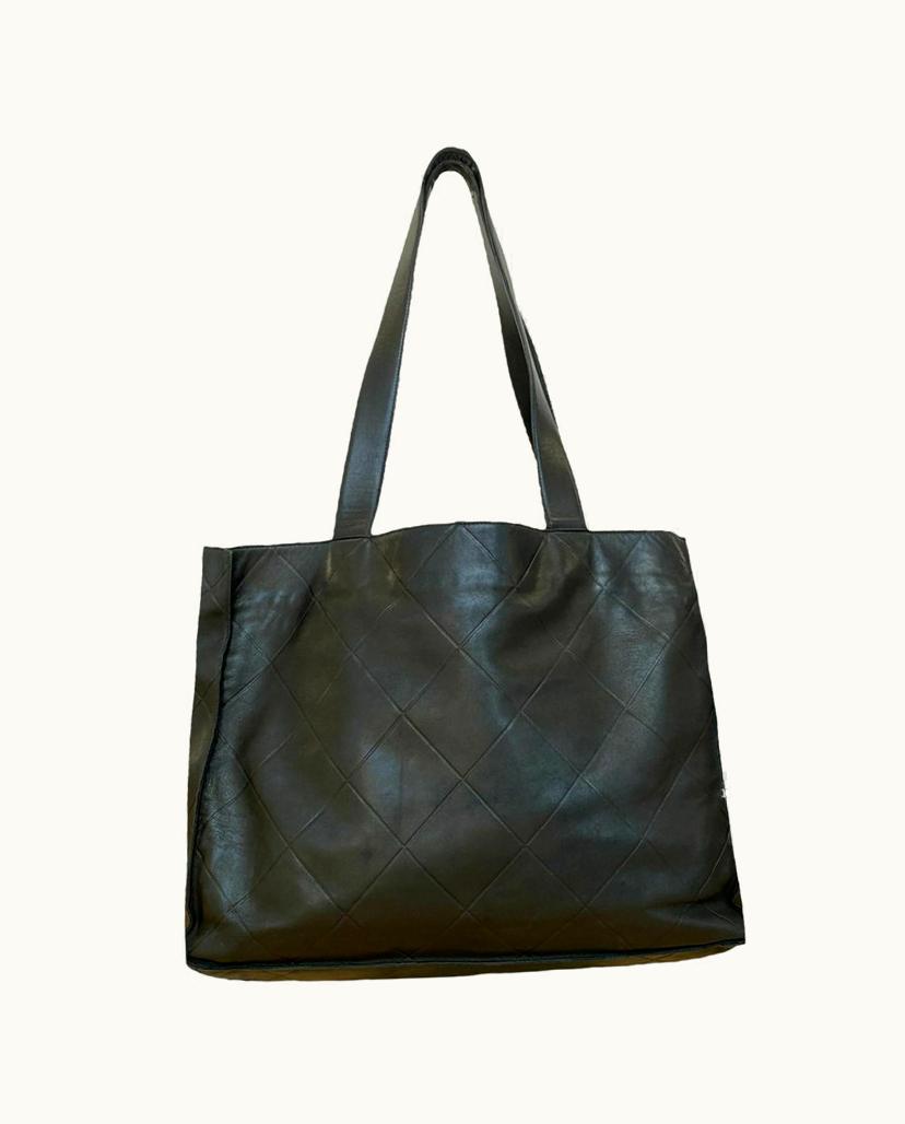 Chanel Chanel Matelassé Print Tote Bag Nappa Leather Black