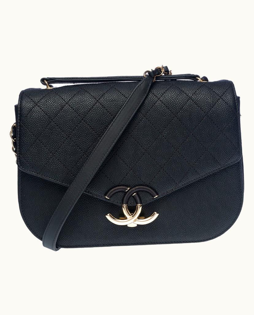 Chanel Chanel Coco Cuba Top Handle Medium Flap Bag Caviar Leather In Black