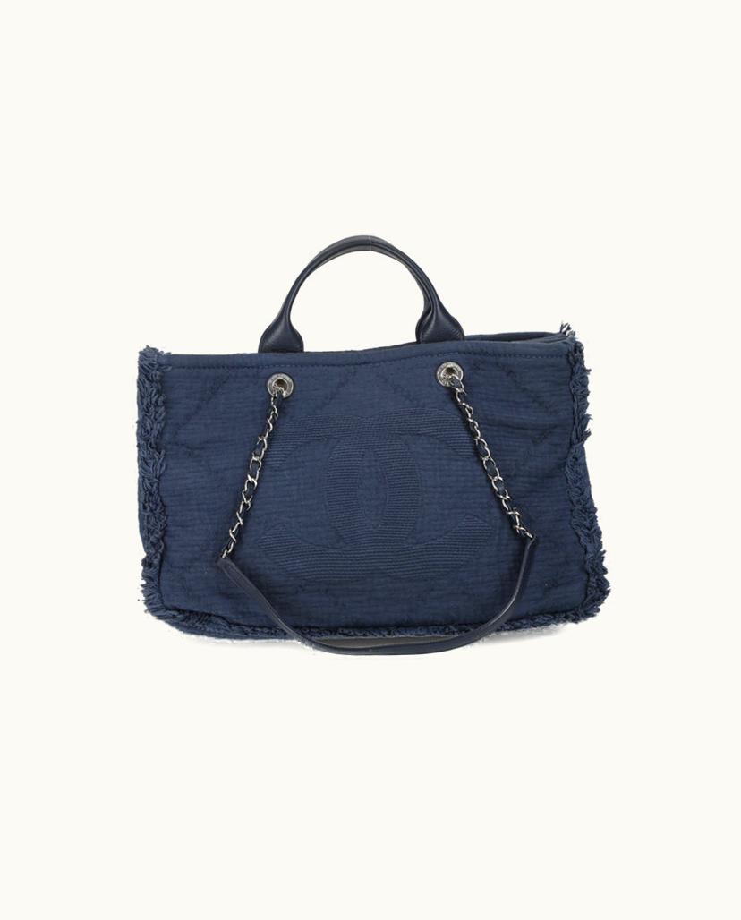 Chanel Chanel Deauville Medium Tote Bag in Blue Canvas