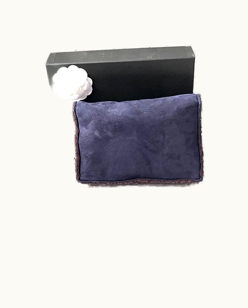 Chanel Chanel Mouton Pouch Women's Handbag Navy Blue