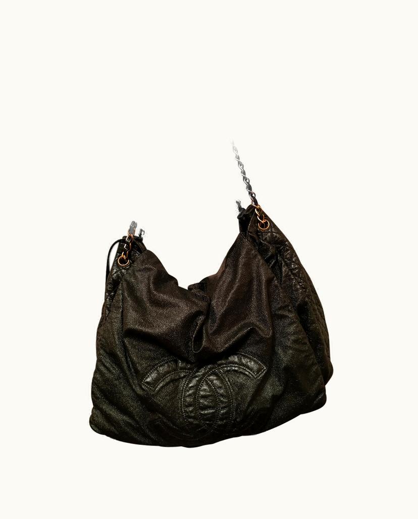 Chanel Chanel 2010 Women's Shopping Tote Leather Black Luxe