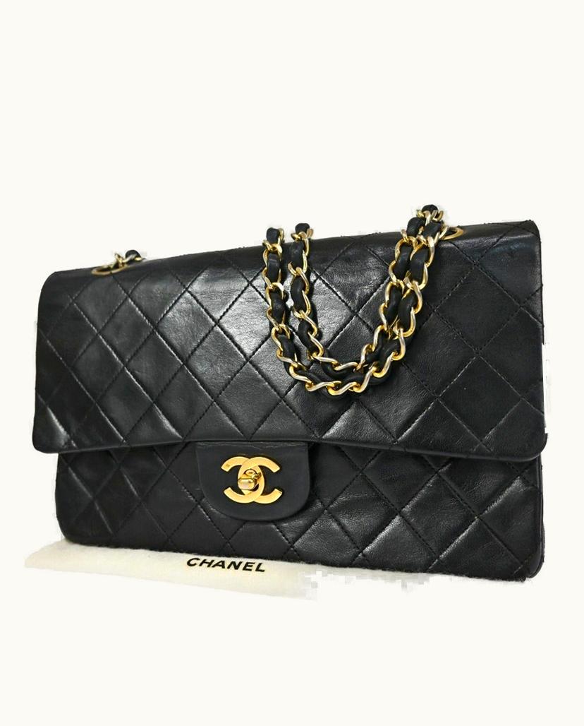Chanel CHANEL Matelasse 25 Double Flap Shoulder Bag Leather in Black