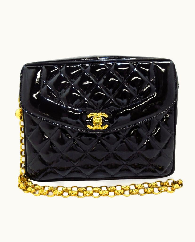 Chanel Chanel Matelassé Shoulder Bag in Black Patent Leather