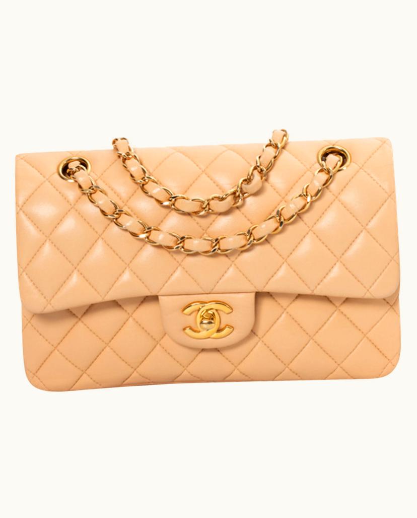 Chanel CHANEL Timeless Flap Bag Leather Beige