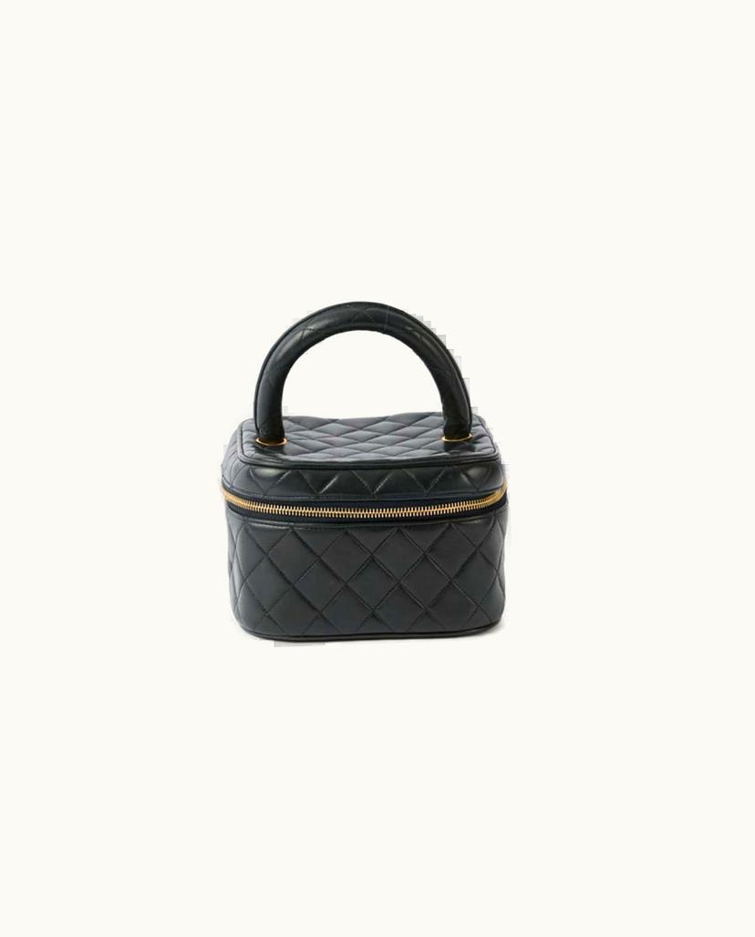 Chanel Chanel Vanity Top Handle Bag Lambskin Quilted Black