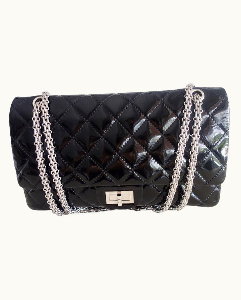 Chanel Chanel 2.55 Maxi Women's Shoulder Bag Black Patent
