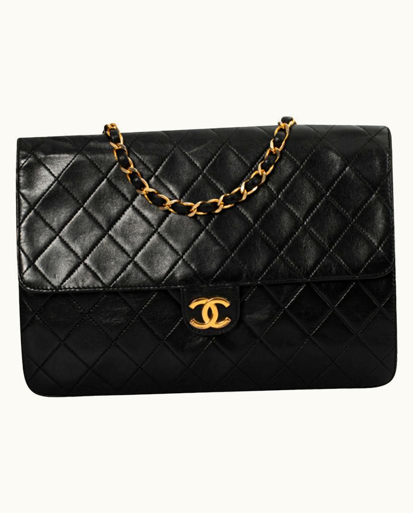 Chanel CHANEL Timeless Women's Handbag Leather Black/Burgundy/Gold