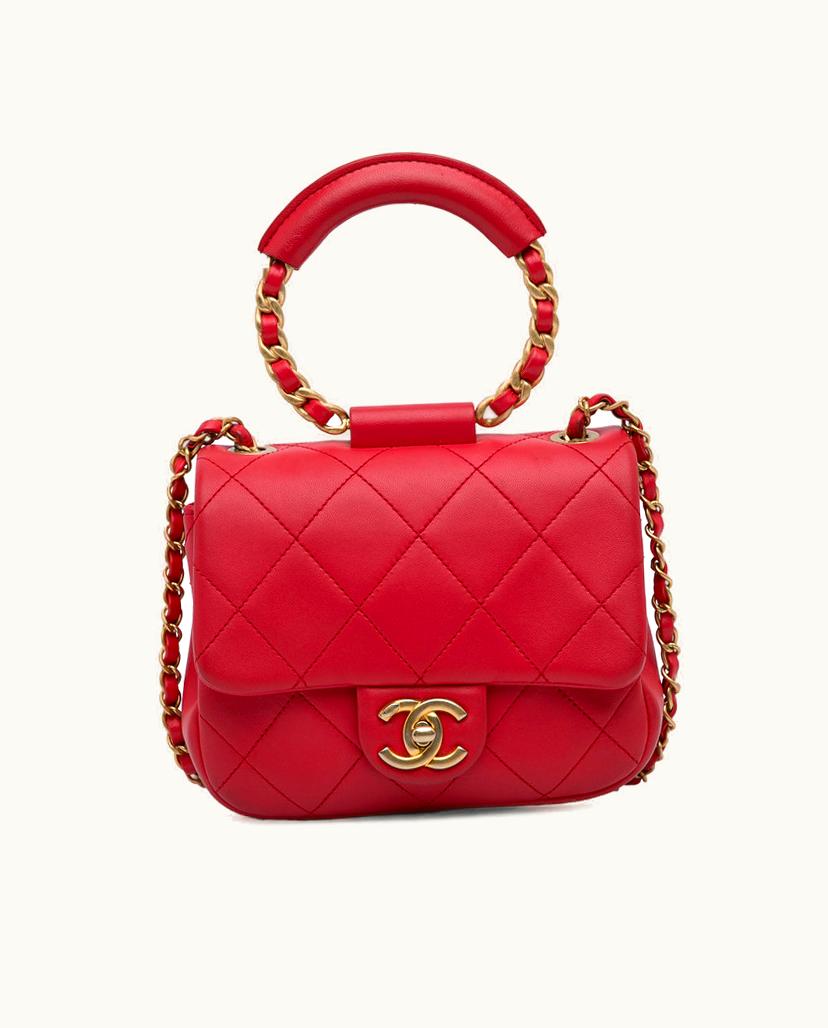 Chanel Chanel Mini In the Loop Flap Bag Quilted Lambskin Leather Shoulder Bag Black