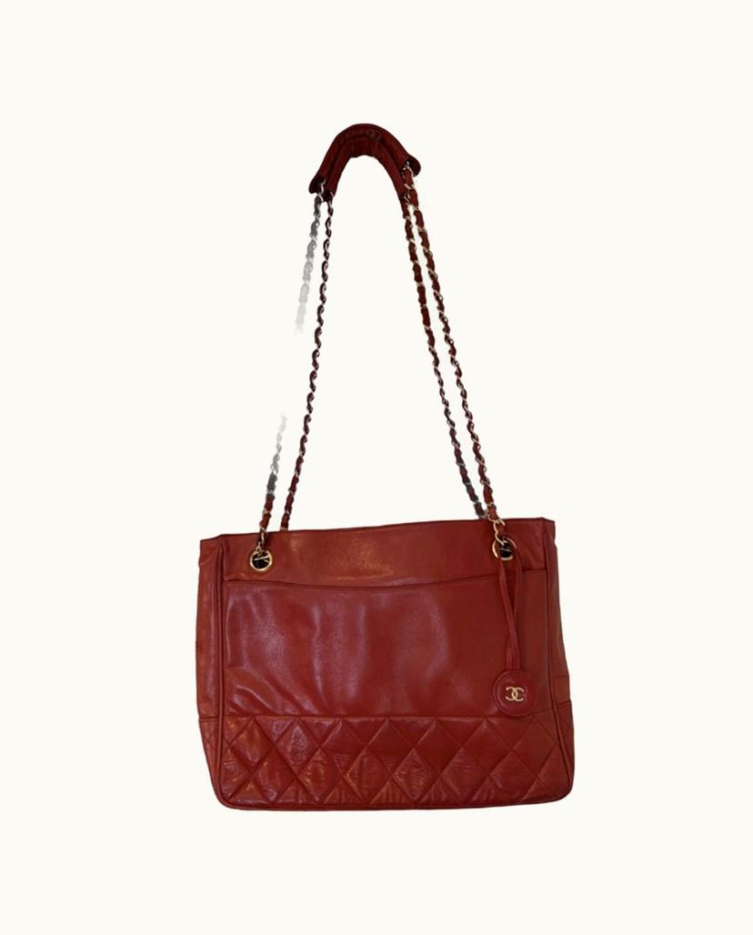 Chanel Chanel Classic Shopping Tote Bag Leather In Red