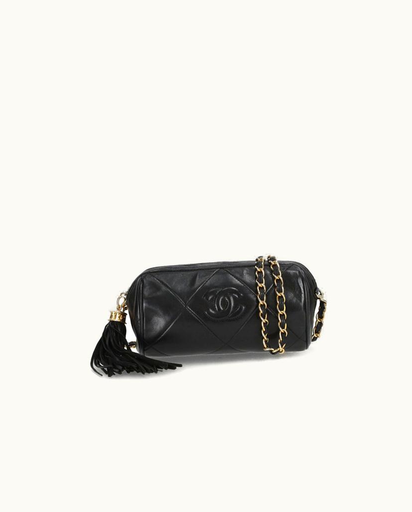 Chanel Chanel Small Quilted Tassel Camera Bag Black