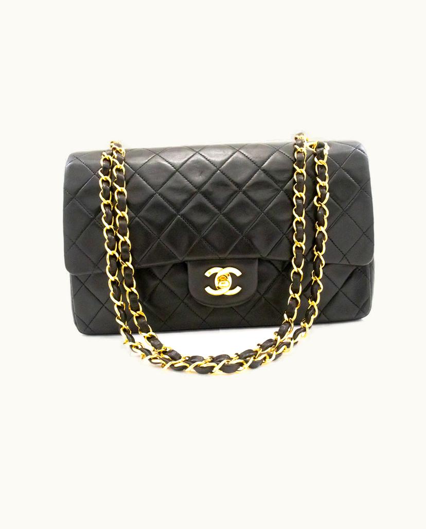 Chanel Chanel Double Flap Shoulder Bag Leather in Black