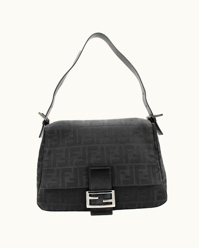 Fendi Fendi Mamma Baguette Canvas Shoulder Bag Dark Gray