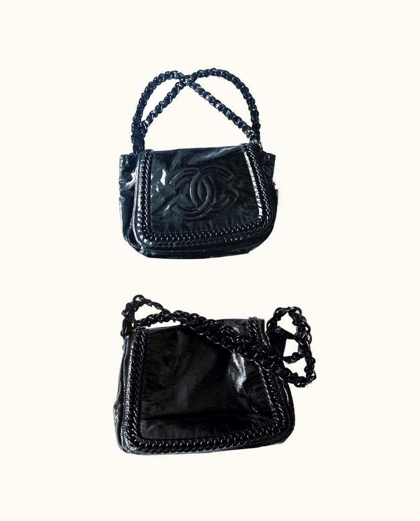 Chanel Chanel Classic Women's Handbag Patent Leather In Black