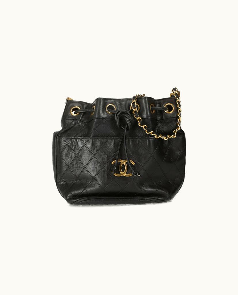 Chanel CHANEL Small CC Bucket Bag Leather In Black