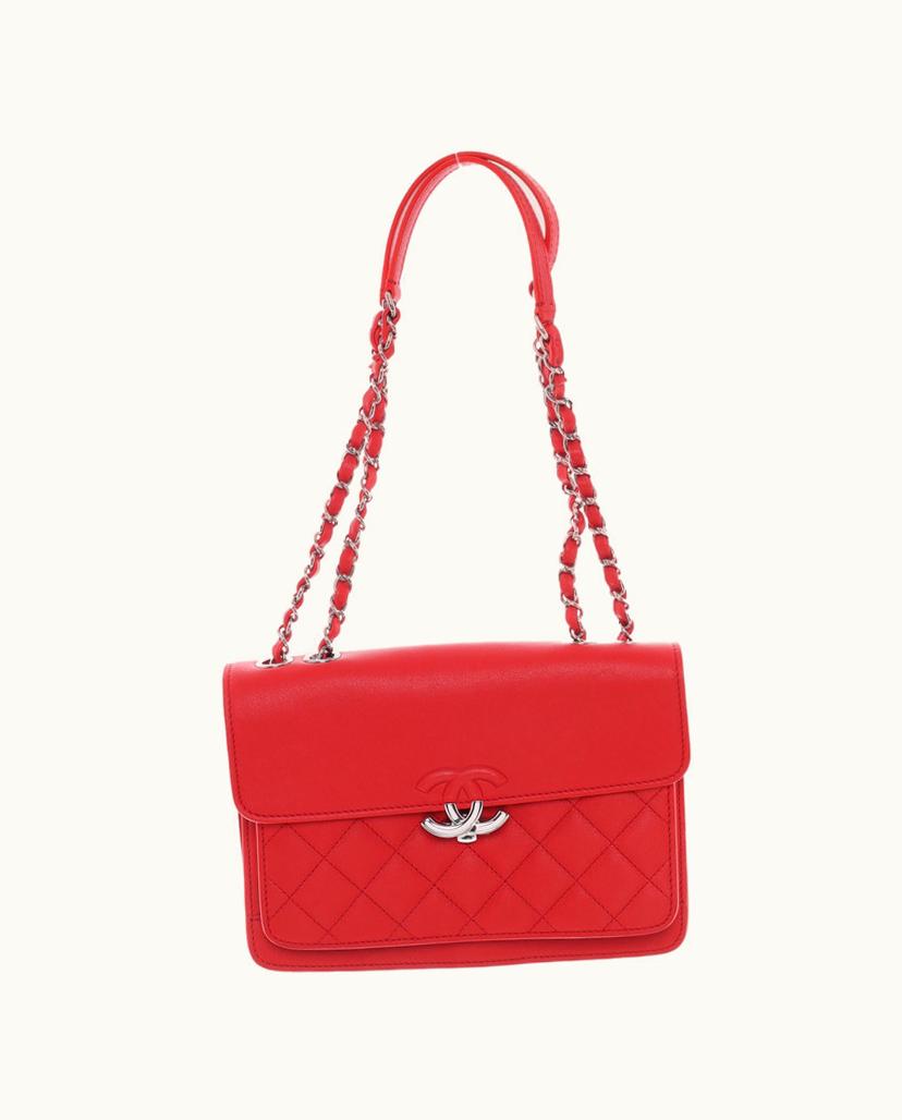 Chanel Chanel Classic Quilted Flap Bag Leather Shoulder Red
