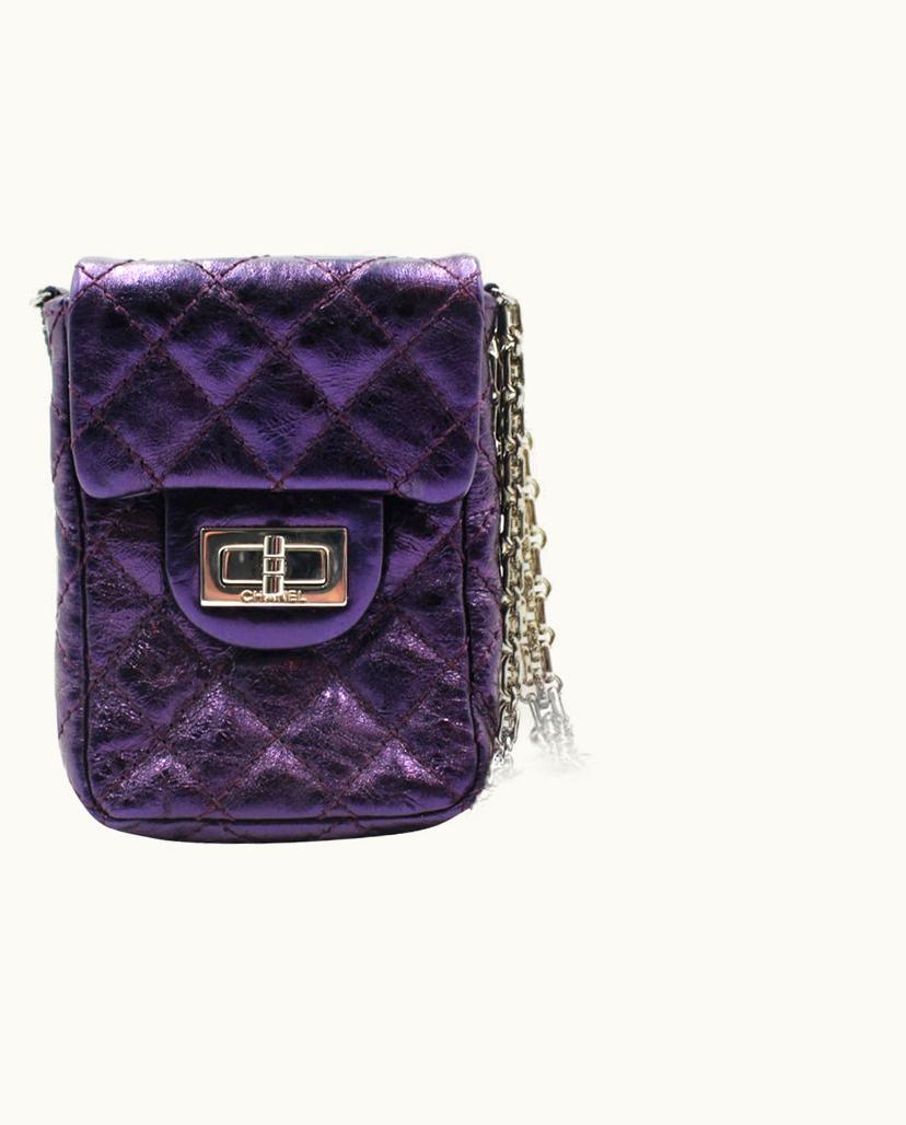 Chanel Chanel Women's Clutch Bag Leather In Violet